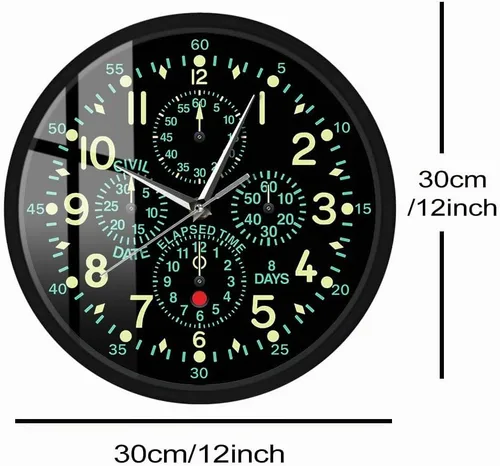 Vista 2 de Reloj de avión ''Flying Fortress'' de 12 pulgadas con marco de metal