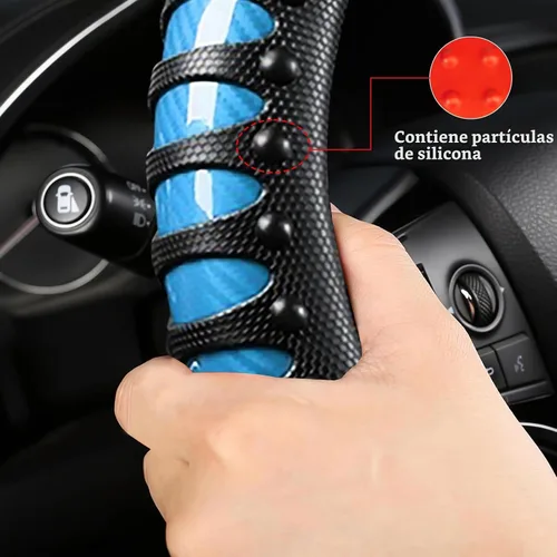 Vista 4 de Funda de cuero para volante de automóvil, material Panapi, universal de 14.5-15 pulgadas, antideslizante, transpirable, fundas para volante