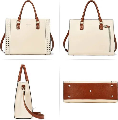 Vista 6 de BOSTANTEN Bolso de cuero para mujer, bolso bandolera con asa superior