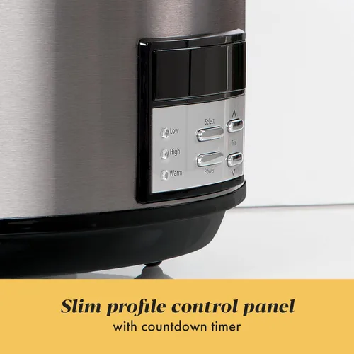 Vista 7 de Crock-Pot Olla de Cocción Lenta Programable Grande de 8 Cuartos con Ajuste de Calentamiento Automático, Acero Inoxidable Negro