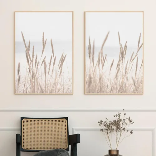 Vista 9 de BACKYMRJCART Arte de pared de paisaje de playa, naturaleza, paisaje marino, imagen de playa, bohemio, impresiones costeras, lienzo botánico, beige