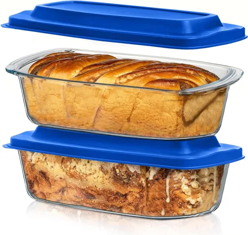 Vista 12 de Razab LARGE 7.6 Cups/1800 ML/1.9 Qt Glass Loaf Pan with Lids - Meatloaf Pan BPA free Airtight Lids Grip Handle Easy Carry, Microwave and Oven Safe
