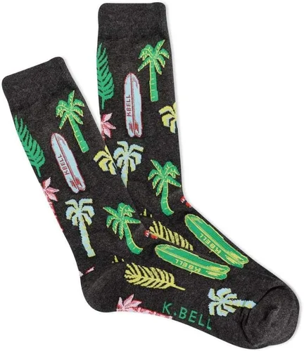 Vista 22 de K. Bell, calcetines retro varsity de lechuga para mujer Adultish (negro)