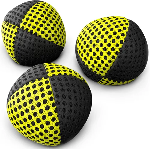 Vista 9 de speevers Juego de 3 pelotas de malabarismo para principiantes y profesionales, 14 colores disponibles, 2 capas de red y estuche de transporte, bolas