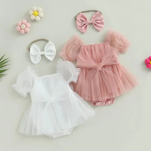 Vista 2 de Ropa de bebé niña Floral Boho Lace Romper Mameluco Mameluco Mono Mono Traje Verano Ropa Bebé Niñas