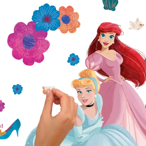 Vista 4 de RoomMates Disney Princess Flowers and Friends - Calcomanías de pared gigantes para despegar y pegar
