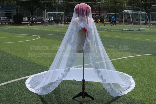 Vista 2 de LRFDRESS Cola larga catedral velos de boda blanco marfil para novia velo de novia accesorios