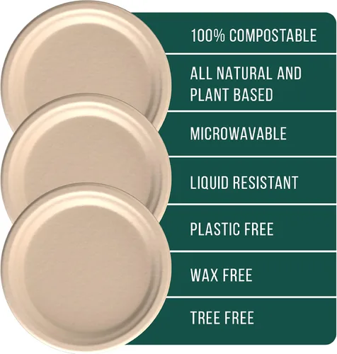 Vista 6 de EconoHome Platos de papel compostables de 10 pulgadas (paquete de 125) – Platos desechables ecológicos hechos de bagazo o fibra de caña de azúcar