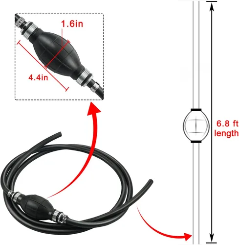 Vista 3 de Línea de combustible fuera de borda con bombilla de imprimación, 5/16 pulgadas (0.315 in) Conjunto de manguera de línea de combustible para lanchas