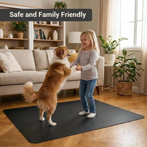 Vista 9 de Tapete para silla rodante de oficina para suelo de madera dura y azulejos, negro, antideslizante, no curvo, tapete para silla debajo del escritorio