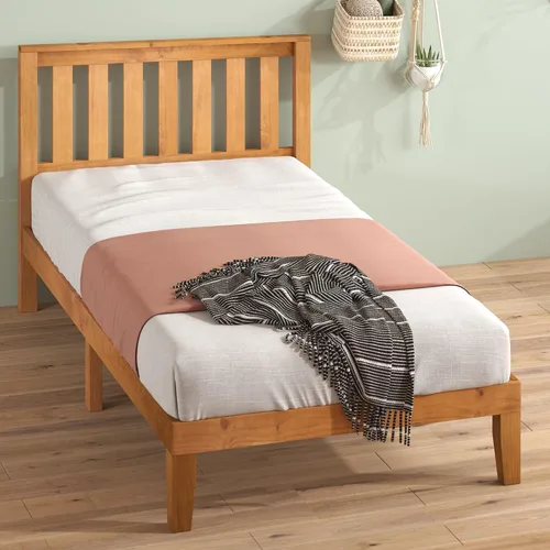 Vista 15 de Zinus cama con plataforma de madera maciza con cabecero de 12 pulgadas / Sin necesidad de resorte de caja / Soporte con listón de madera / Acabado