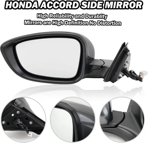 Vista 3 de Espejo lateral izquierdo del conductor compatible con Honda Accord 2018, 2019, 2020, 2021, espejos eléctricos, sin calefacción, deportivo 1.5T, Gris