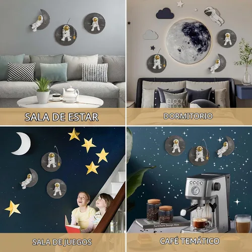 Vista 4 de AWNR Esculturas de pared en 3D con temática espacial y planetas