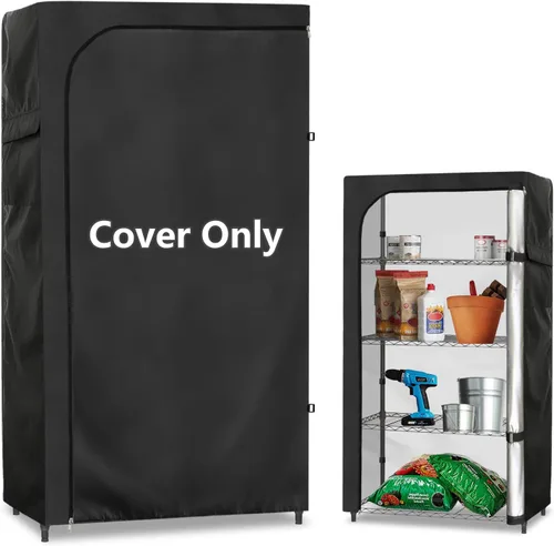Vista 11 de Rileytee Wire Shelf Cover,Heavy Duty 600D Dustproof Waterproof Shelf Covers for Wire Shelving,Outdoor Storage Rack Cover for Wire Rack with Negro