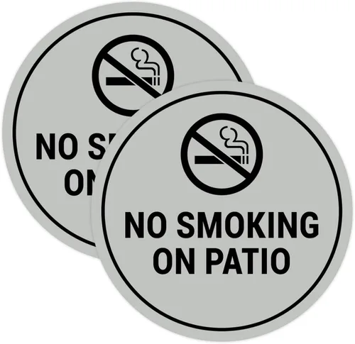 Vista 23 de Signs ByLITA Cartel de "No fumar en el patio" (Negro) - Pequeño