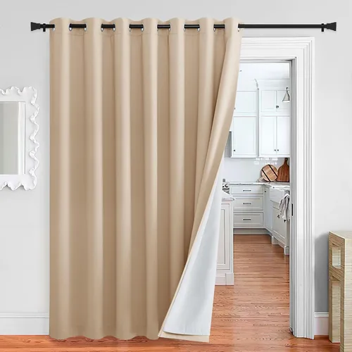Vista 15 de NICETOWN Cortinas de Lino Sintético Angora con Barrera de Sonido que Aísla el Polvo, 100% Opacas, de 84 Pulgadas de Largo, 1 Panel, Cortinas