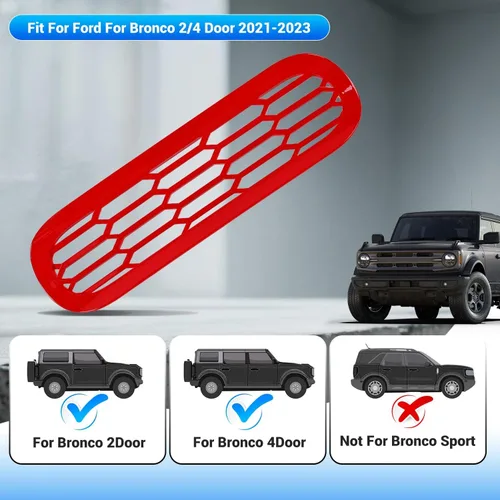 Vista 6 de Marco de cubierta de malla para parrilla delantera, insertos de parachoques delantero, accesorios de decoración con clip para Ford Bronco Offroad