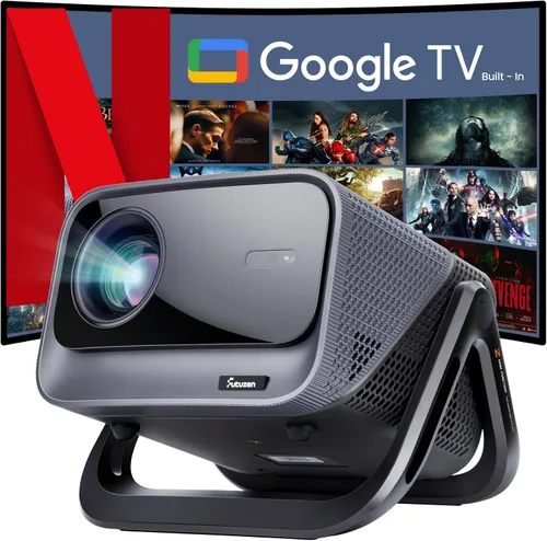 Vista 10 de Proyector 4K con WiFi y Bluetooth, 1500 ANSI oficial Google TV Smart Projector, proyector de películas para exteriores compatible