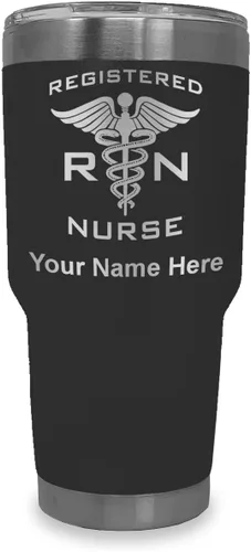 Vista 45 de LaserGram Vaso aislado al vacío de 20 onzas, enfermera registrada RN, grabado personalizado incluido (negro)