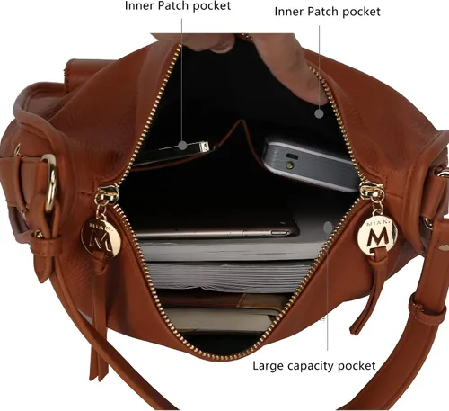 Vista 5 de MKF - Bolso Hobo de moda para mujer, de piel sintética, con asa superior, con correa para el hombro, para mujer