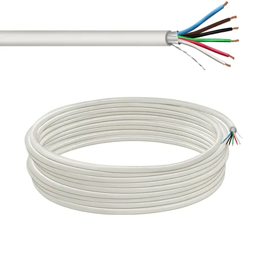 Vista 20 de Cable CMP Plenum blindado trenzado de conexión de cable, cable de bajo voltaje CL3P listado por UL, 22 AWG 2 conductores, carrete de 500 pies, blanco