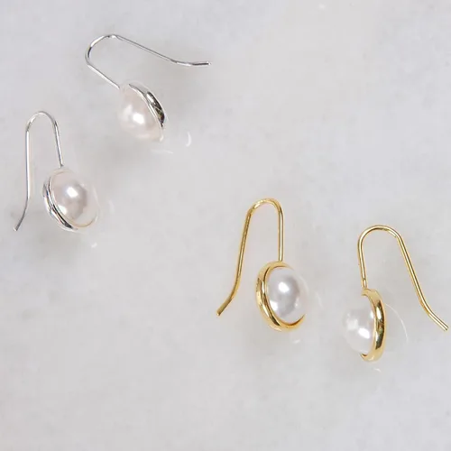 Vista 9 de Humble Chic Aretes colgantes de ópalo o perla para mujer, chapados en oro de 14 quilates o chapados en plata de ley 925, hipoalergénicos, seguros