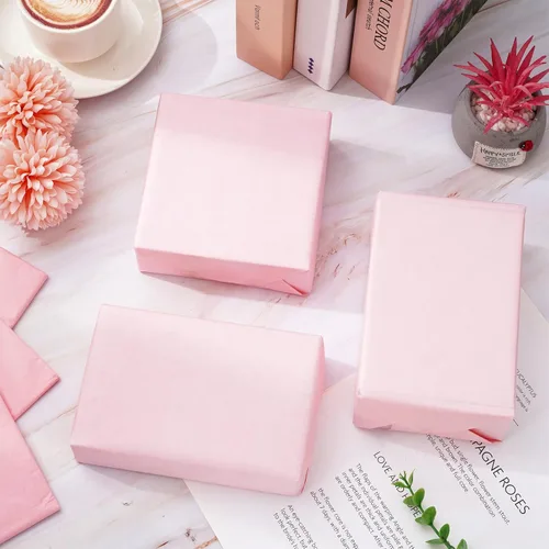Vista 5 de Whaline Papel de seda rosa rubor de 20 x 30 pulgadas, papel de regalo para manualidades, boda, fiesta de cumpleaños, suministros de embalaje, 50