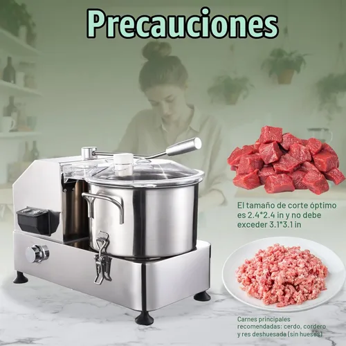 Vista 4 de Procesador de alimentos comercial, procesadores de alimentos de acero inoxidable de 1800 W, picadora eléctrica de verduras resistente con control