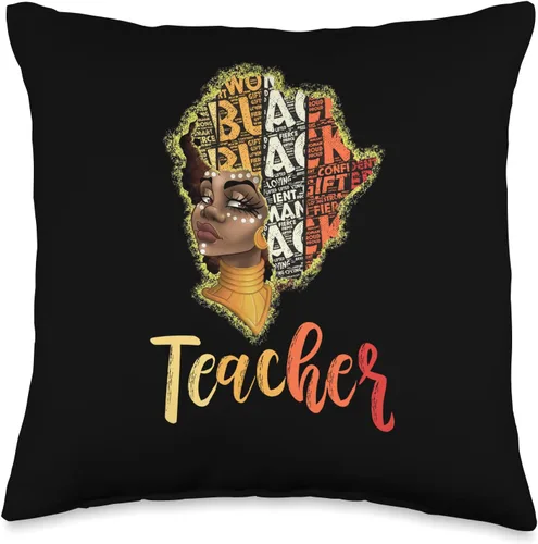 Vista 4 de Black Smart Teacher Afro Love Melanin African Almohada para mujer, 18 x 18 pulgadas, multicolor