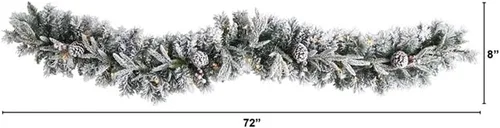 Vista 3 de Pemberly Row Guirnalda de Navidad flocada de 6 pies con conos de pino y 35 LED blanco cálido