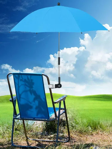 Vista 5 de TSYFM Paraguas para silla con abrazadera universal, sombrilla de playa ajustable con cochecito de hueso de 27.1 pulgadas, sombrilla de playa