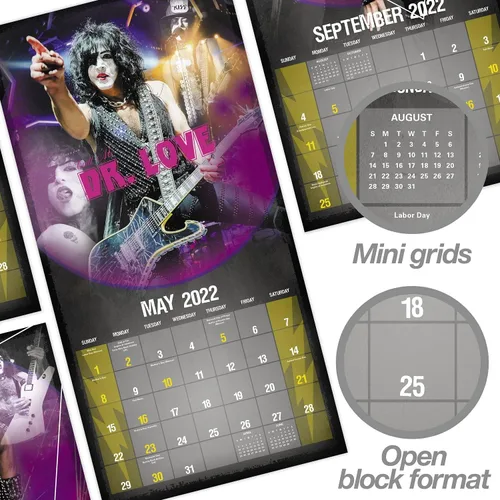 Vista 4 de Calendario de pared KISS 2022, 12 x 12 pulgadas, mensual (DDD71128)
