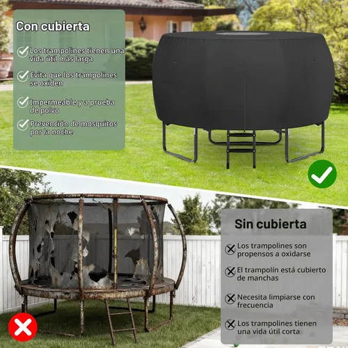Vista 6 de COSHNIBI Cubierta redonda para cama elástica al aire libre, tienda de campaña de 8 pies, adecuada para cama elástica redonda de 6 postes curvos