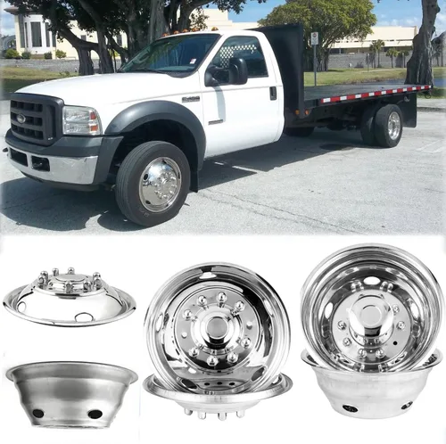 Vista 16 de Juego de simulador de doble rueda de acero inoxidable pulido de 16 pulgadas, compatible con Dodge 2007-2025, Mercedes y Freightliner Sprinter Van