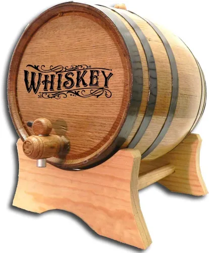 Vista 10 de Barril de envejecimiento de whisky de 1 litro con soporte de madera, bung y espita - Mini barriles de roble carbonizado de 1 litro para whisky