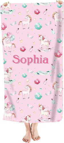 Vista 9 de Toalla de playa personalizada de dinosaurio para niños, bebés, niños y niñas con nombre de 30 x 56 pulgadas, toalla de baño con nombre personalizado