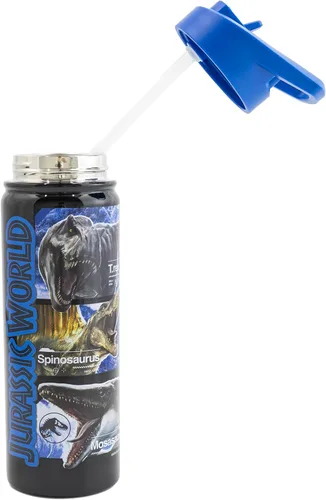 Vista 5 de Jurassic World - Botella de agua aislada para niños Jurassic World de 20 onzas Botella de dinosaurio reutilizable de doble pared sin BPA