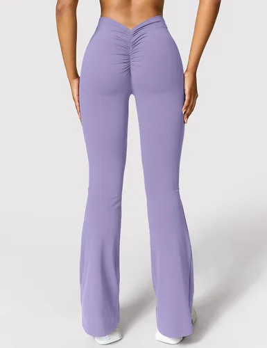 Vista 2 de YEOREO Leggings acampanados para levantamiento de glúteos, pierna ancha, cintura alta, 31.5 pulgadas, pantalones de yoga para entrenamiento