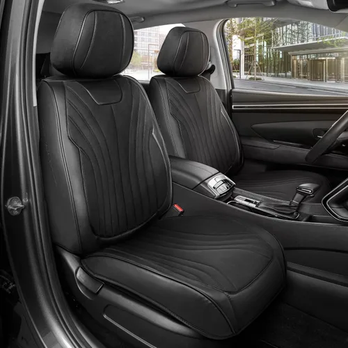 Vista 11 de MotorBox Meridian Series - Fundas de asiento de piel napa, fundas clásicas de asiento delantero, de piel sintética de alta calidad, color beige