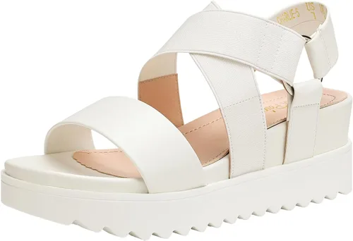 Vista 16 de DREAM PAIRS - Sandalias de plataforma con tacón de cuña, punta abierta y correas en el tobillo para mujer