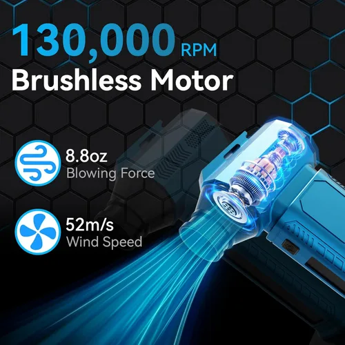 Vista 2 de Soplador de polvo inalámbrico para batería Makita de 18 V, 130000 rpm, ventilador turbo sin escobillas, mini soplador de mano para teclado