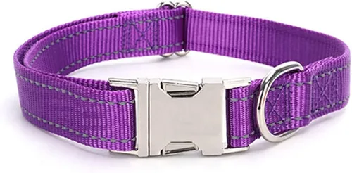 Vista 18 de Love Dream Collar reflectante para perro con hebilla de metal, collar de nailon ajustable de seguridad con hebilla de liberación rápida resistente