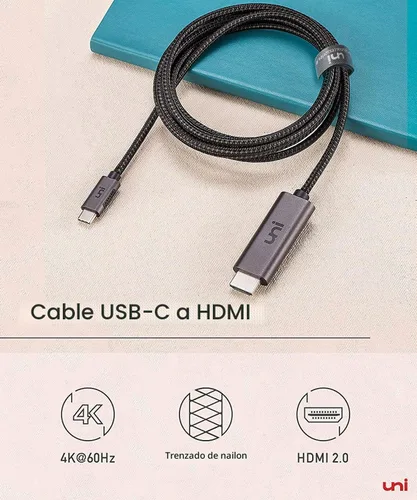 Vista 2 de uni - Cable USB C a HDMI de 3 pies 4K a 60 Hz, MacBook Pro tipo C a TV HDMI USB tipo C a HDMI, cable trenzado, Thunderbolt 3/4, MacBook Air