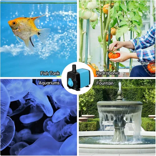 Vista 6 de POPOSOAP Bomba de agua sumergible, bomba de agua para acuario de 280 GPH, bomba de fuente ultra silenciosa, cable de alimentación de 3 núcleos