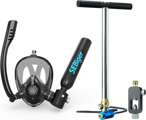 Vista 11 de Máscara de snorkel Mini tanque de buceo 0.5L hasta 6 minutos de respiración submarina dentro de 30 pies de profundidad de buceo pequeño tanque