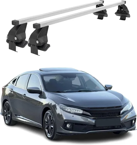 Vista 13 de Barras transversales de techo OMAC para Honda Civic Hatchback 1996-2000, con cierre, 49.9 kg, aluminio, negro, 2 piezas, se ajusta a portaequipajes