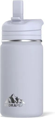 Vista 11 de Hydrapeak Mini botella de agua de 14 onzas con tapa con popote, aislamiento de doble pared de acero inoxidable Botella a prueba de fugas y Negro