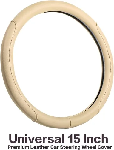 Vista 2 de Funda de volante de piel de microfibra con relieve clásico, protector de rueda antideslizante y transpirable para automóvil, ajuste para volantes