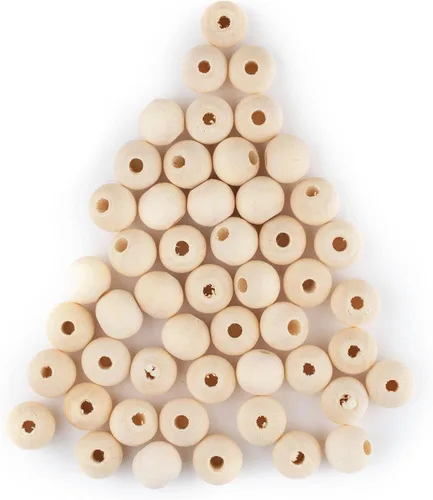 Vista 7 de TheBeadChest - Cuentas de madera natural sin terminar (0.394 in, juego de 60)
