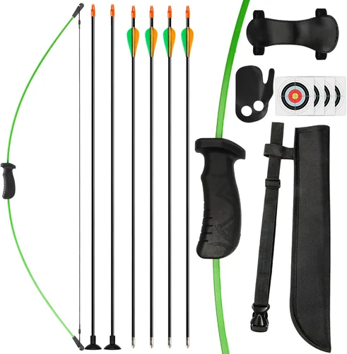 Vista 8 de 15lbs Recurve Bow and Arrow Set for Beginners, Left & Right Handed Youth Archery Kit, Blue/Green